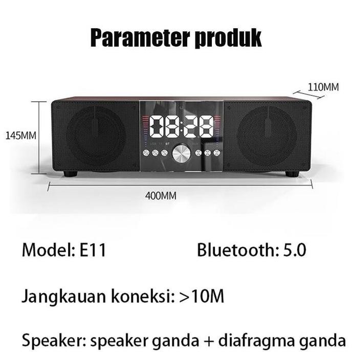 E11 Speaker Bluetooth Karaoke 2 Mic Wireless Speaker Multifunction 5.0 Bluetooth Full Bass Teater Ru