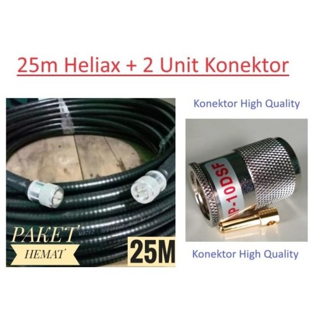 Kabel Coaxial Heliax 5/8 Ldf4 25M Siap Pakai Rig Konektor Pl Male D10 New Stok