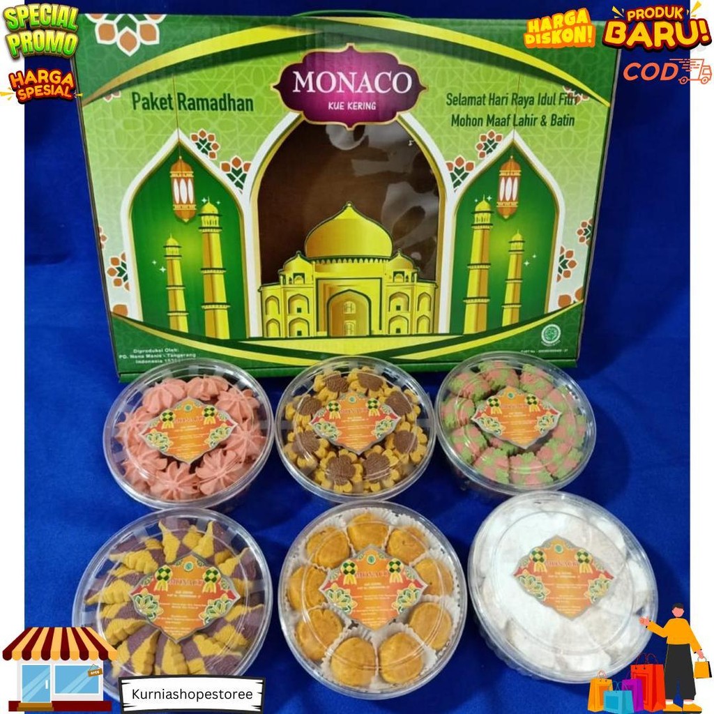 

Apazada - Kue Kering Lebaran Monaco Hidayah Halal / Hampers Kue Lebaran Paket 6 Toples Murah Enak D Terlaris