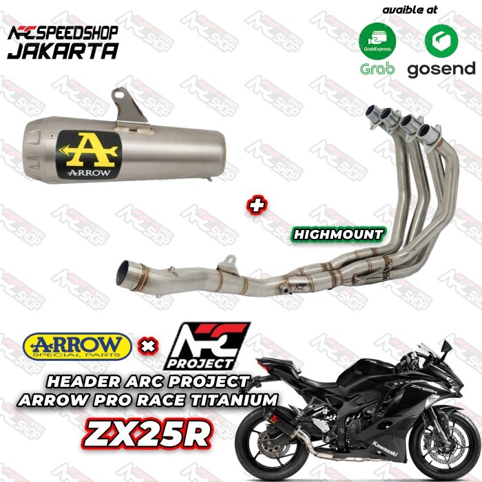 Knalpot Arrow Pro Race Titanium + Header Arc Project Zx25R Fullsystem