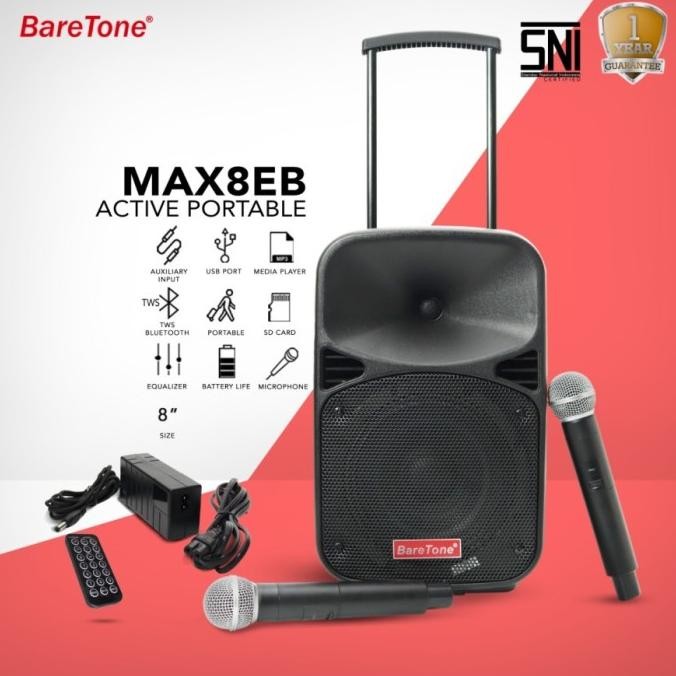 Speaker Portable Baretone Max08Eb / Max 8Eb / Max-08Eb / Max-08Eb 8Inc New Stok