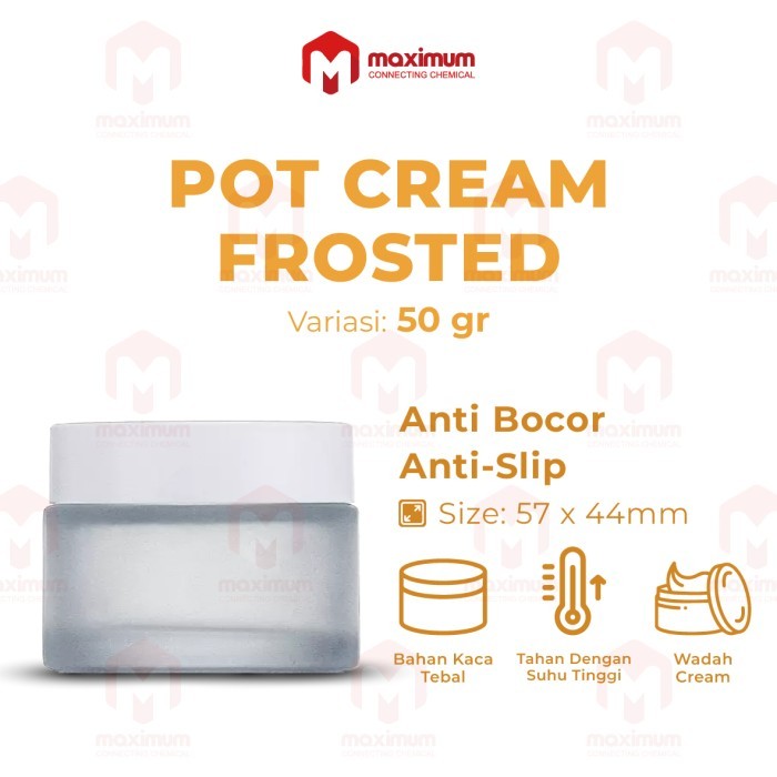 KODE C Botol Kaca Pot Cream Frosted 50ML / Pot Jar Solid Cream Bottle 50gr