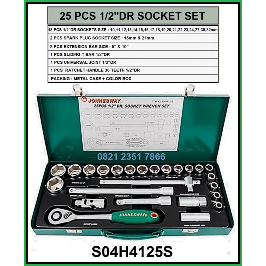 Jonnesway 25 Pcs Sockets Set 1/2"Dr ( S04H4125S )