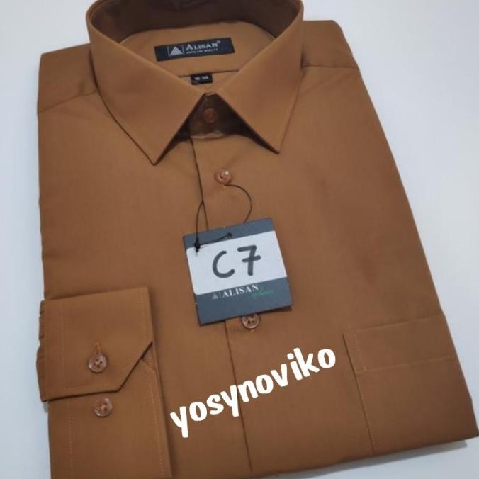 

Terlaris Kemeja Modern Pria Lengan Panjang Alisan Polos Coklat Ready Stok