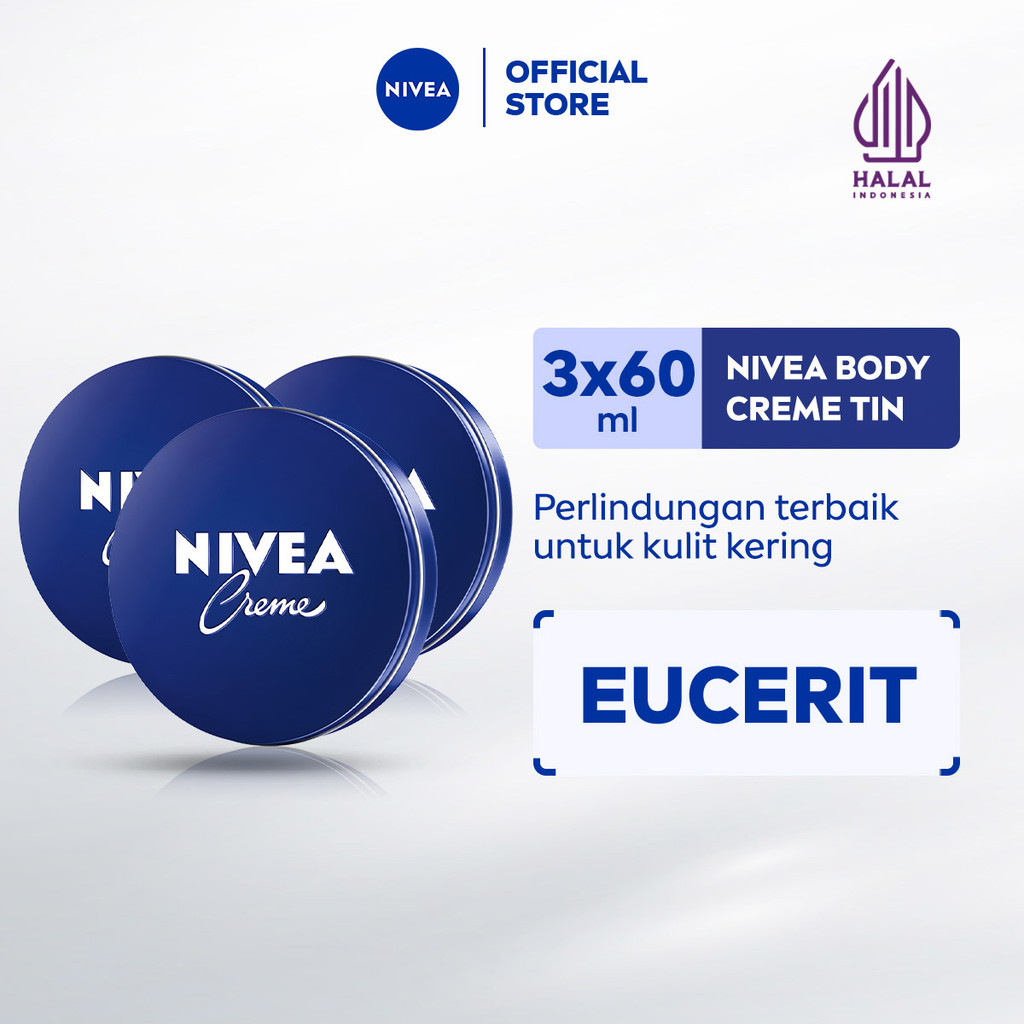 (PAKET HEMAT ISI 3) NIVEA Cream Moisturizer Creme Tin 60ml - Hand body krim cream mositurizer multif