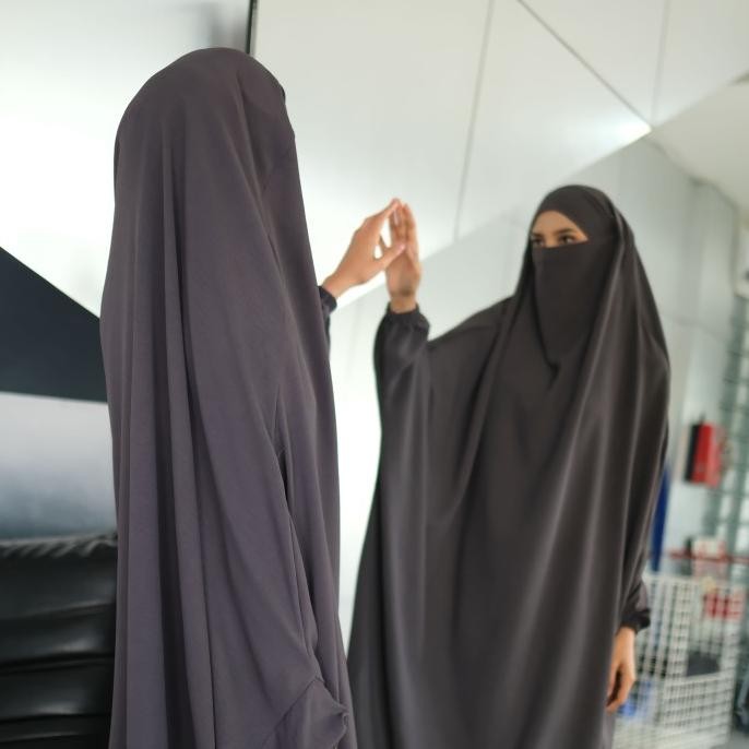 One Set Baju Gamis Syari Wanita Terbaru French Khimar Set Rok Jumbo KAL