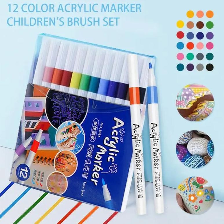 

12-24Colors Markers Pen Set Paint Art Marker Soft Tip Pen For Children Stone Paint Ceramic Glass Wood Fabric Painting Toys