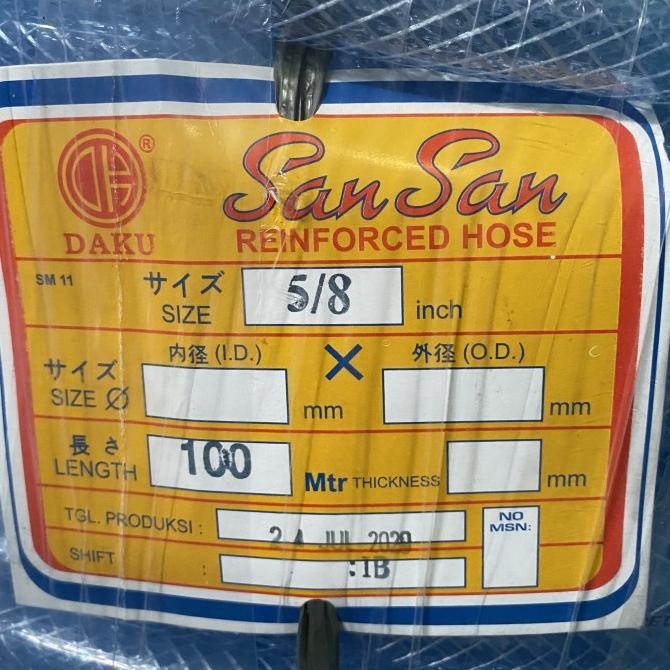 SELANG AIR SERAT BENANG 5/8" MERK SAN SAN DARI COBRA 100MTR KRAN AIR