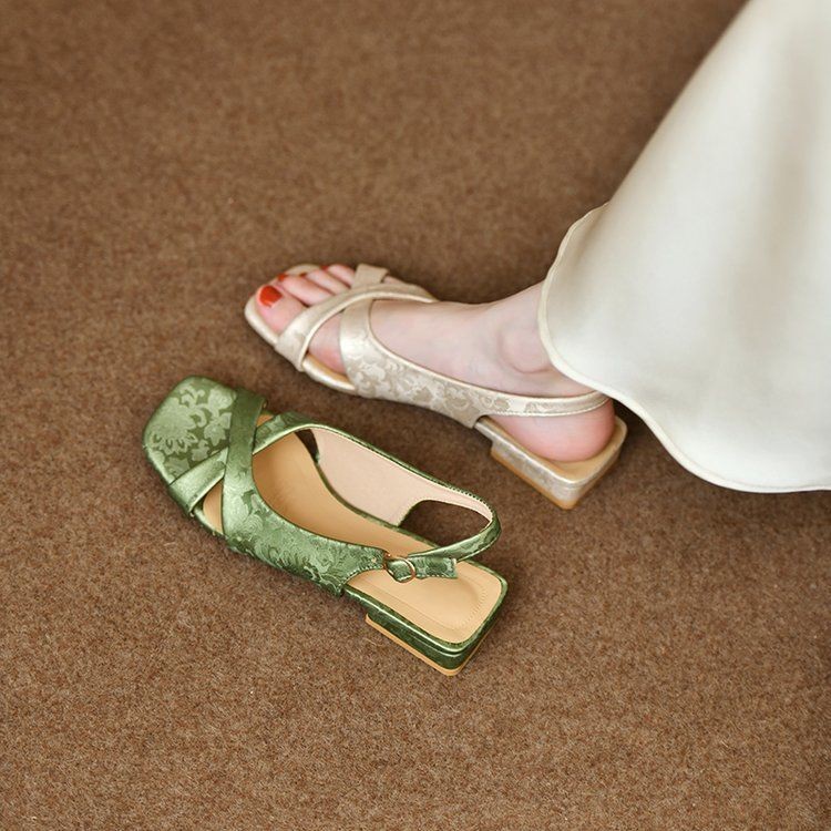 Chanel Style Roman Sandals for Women Summer New Chinese Style National Style Shoes Flat Shoes