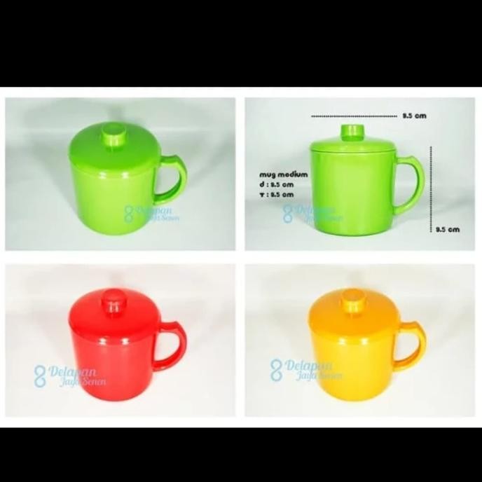 langsung order saja] Mug Tutup | Mug Unica Mug Hitam Melamin Cangkir Gelas Gagang Hitam 708