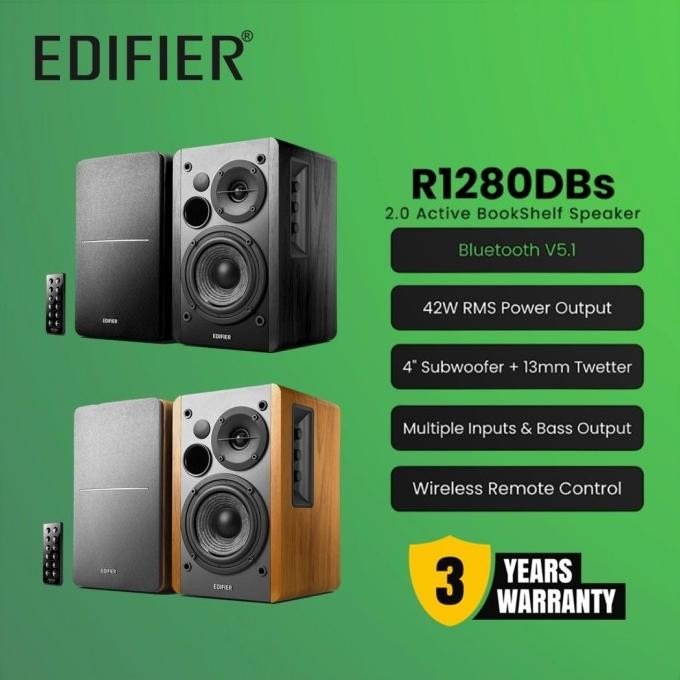 CO Edifier R1280DB R1280DBs R1280 DBs R 1280 Powered Bluetooth Bookshelf Speakers