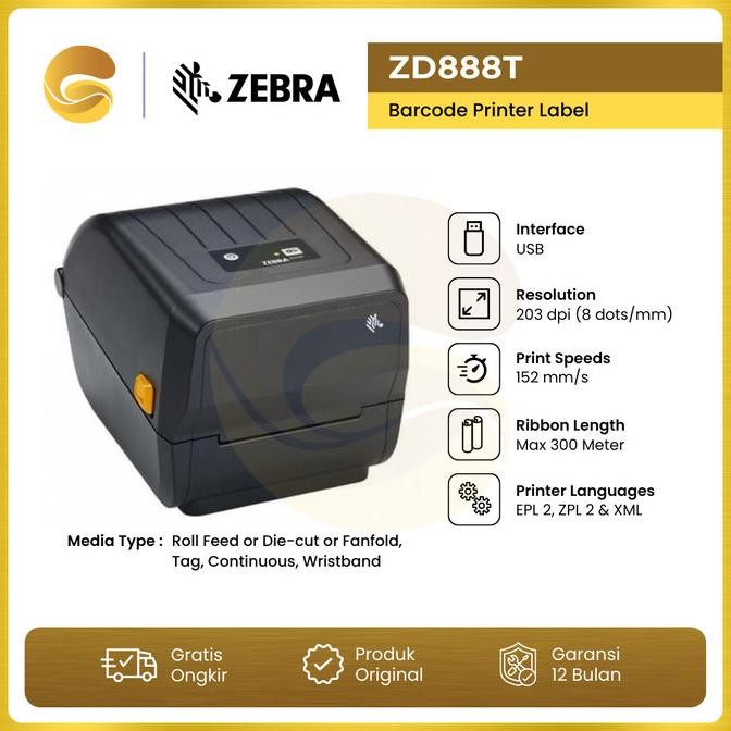 CO ZEBRA Barcode Printer ZD888T Sticker Label Barcode ZD 888 ZD888 ZD-888