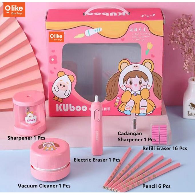 

diskon! olike electric alat tulis pack / set alat tulis elektrik rautan penghapus vacuum pensil 26 in 1