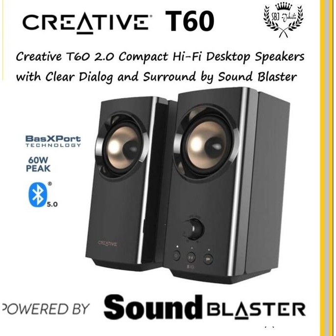 CO Creative T60 Hi-Fi Desktop Speaker Clear Dialog Surround Portabel