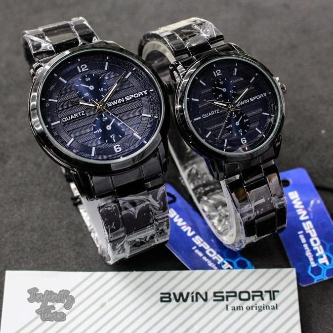 TERSEDIA JAM TANGAN COUPLE BWIN SPORT M1036G M1036L ANALOG RANTAI STAINLESS KUALITAS ORIGINAL UNTUK 