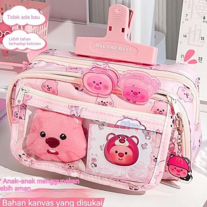 

diskon! 9 lapis tas alat tulis berkapasitas besar/tempat pensil kartun/kotakpensil aesthetic tas/dengan boneka bros dan tempat kertas ujian liontin stationery