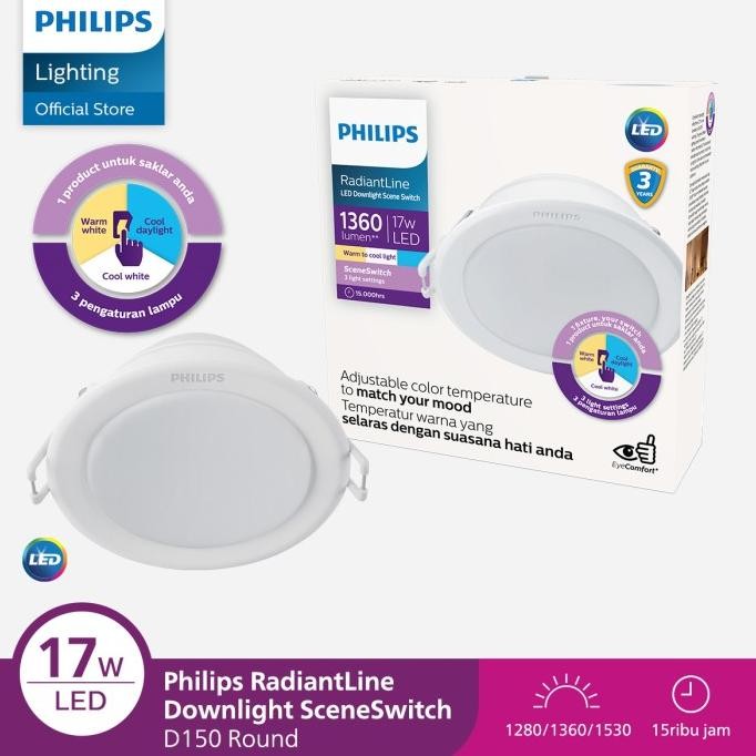 Lampu - Lampu Philips Radiantline Downlight Sceneswitch 17W D150 3 Warna