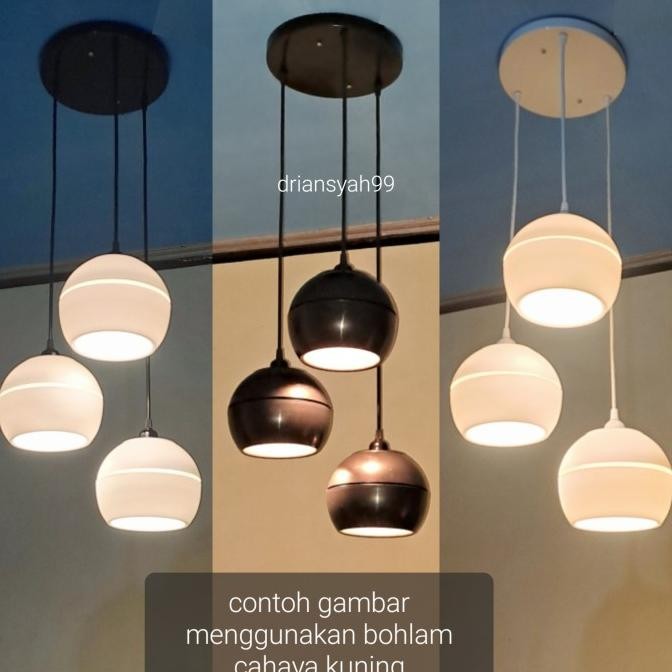 Lampu - Lampu Gantung Bulat Minimalis 3 In 1 Kap Lampu Hias Plafon