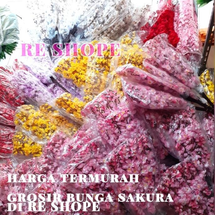 Siap Kirim bunga sakura plastik bunga hias bunga sakura meihua artificial grosir