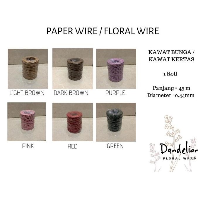 

Siap Kirim PAPER WIRE / FLORAL WIRE ROLL KAWAT KERTAS KAWAT BUNGA IMPORT