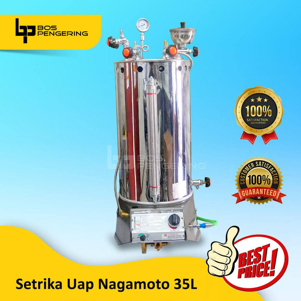 Setrika Uap Boiler Nagamoto 35 Liter Garansi Palet Kayu