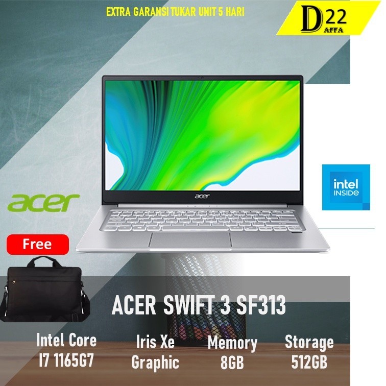 Laptop Acer Swift Terbaru Slim Ringan Processor Intel Core i7 Backlit Keyboard Free Tas & Mouse