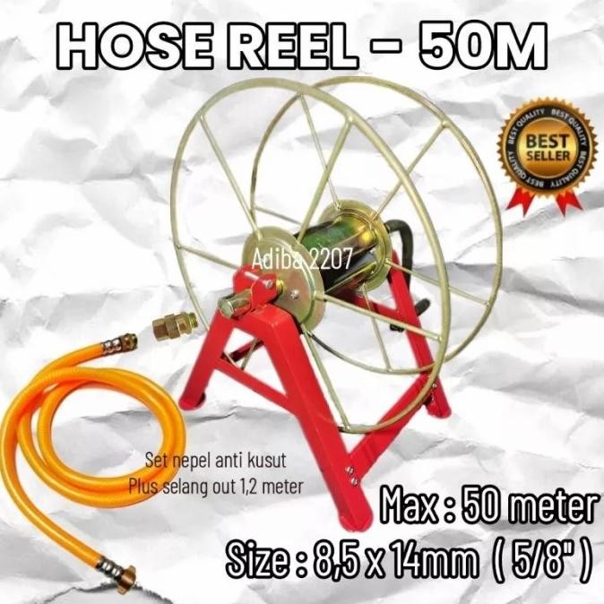 Terlaris rol gulung selang air 50m hose reel besi-tempat selang steam cucian SALE