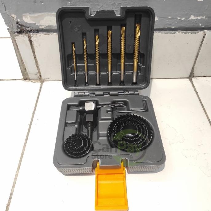 Krisbow Set Gergaji Bor & Mata Gergaji 17 Pcs - Hole Saw Original Dan Terpercaya
