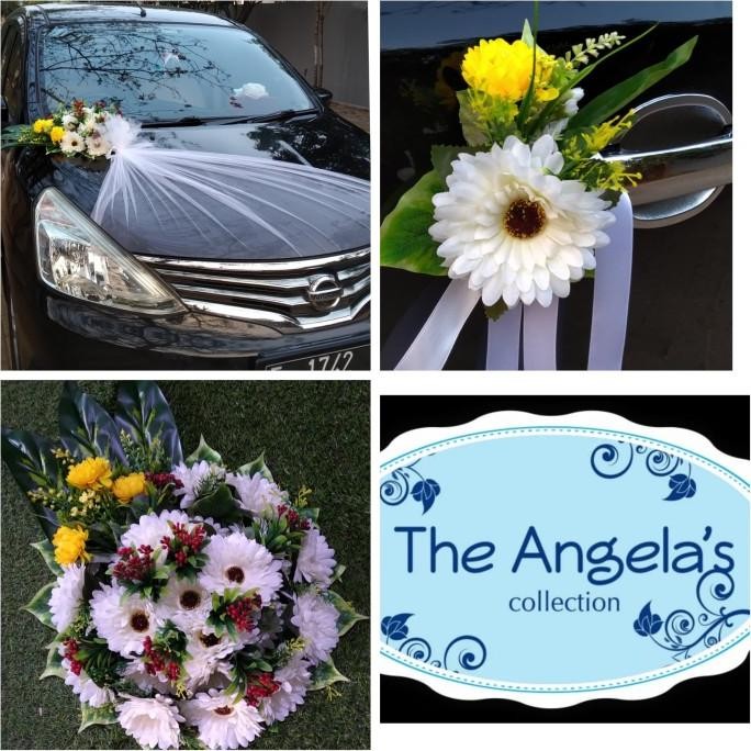 CO Hiasan Bunga mobil pengantin ( perekat magnet ,4 pintu + 1 kap mesin)
