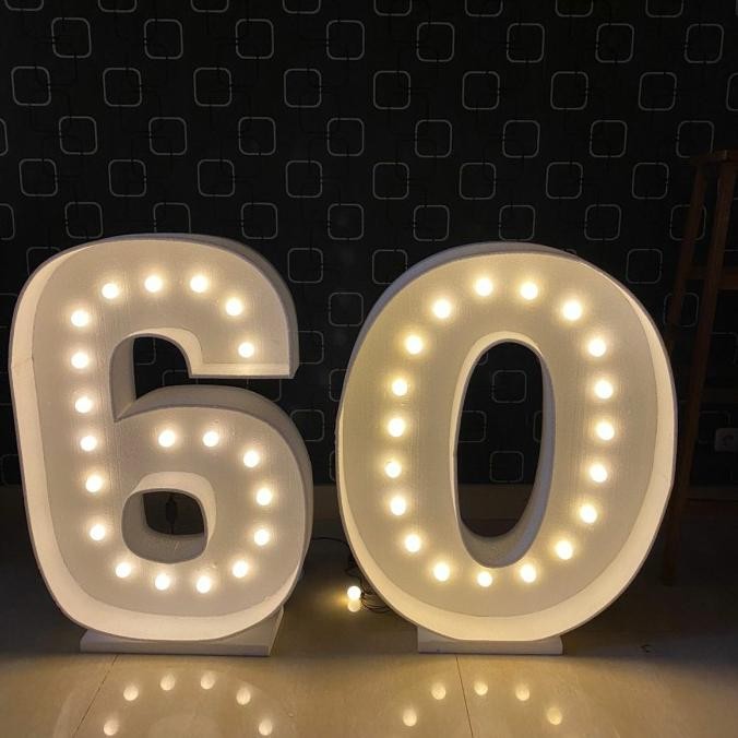 """] styrofoam angka huruf 90cm lampu led/ standing number letter lights