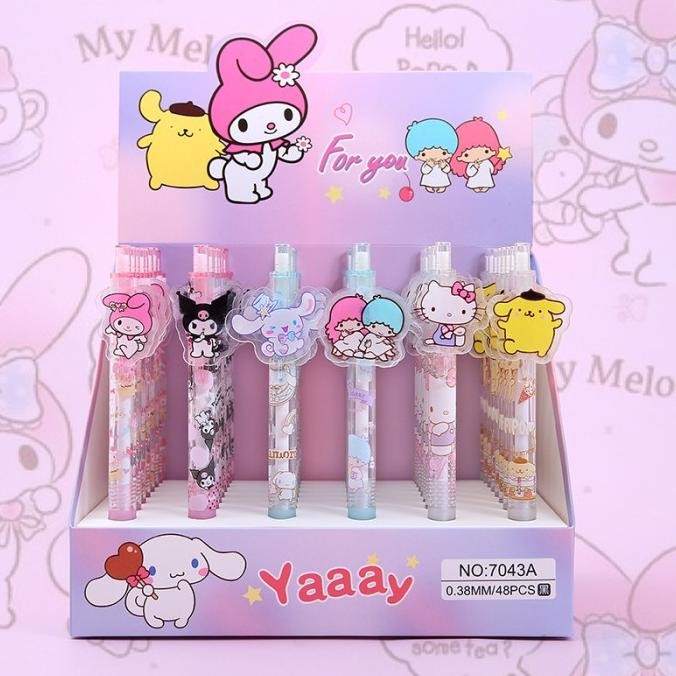 

+++++] Bolpen gel sanrio mekanik / pulpen kuromi cinnamoroll melody pompurin