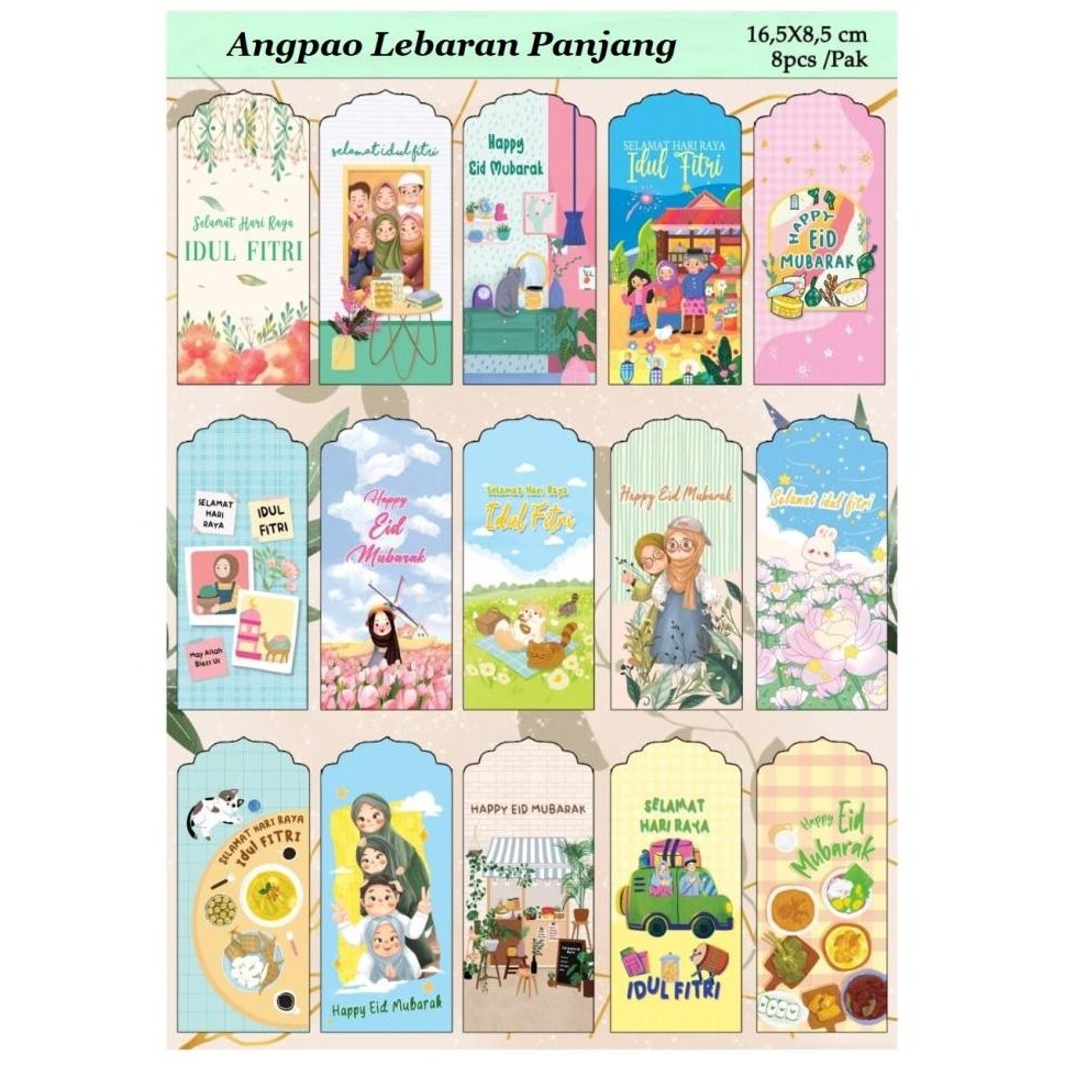 

:=:=:=:=] Angpao lebaran idul fitri panjang L isi 8 pcs 16,5x8,5 cm