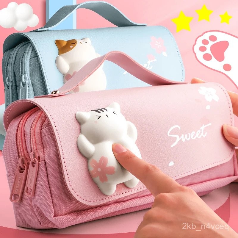 

3D Kawaii Pencil Case Girls Decompression Pen Pouch Cute Waterproof School Supplies Aesthetic Organizer Box Korean Stationery MSP3