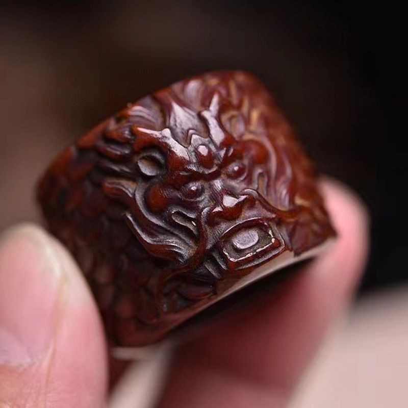 Cincin Pria Gaya Tibet Retro, Patung Naga Terbang Empat Laut, Pemulangan Tibet