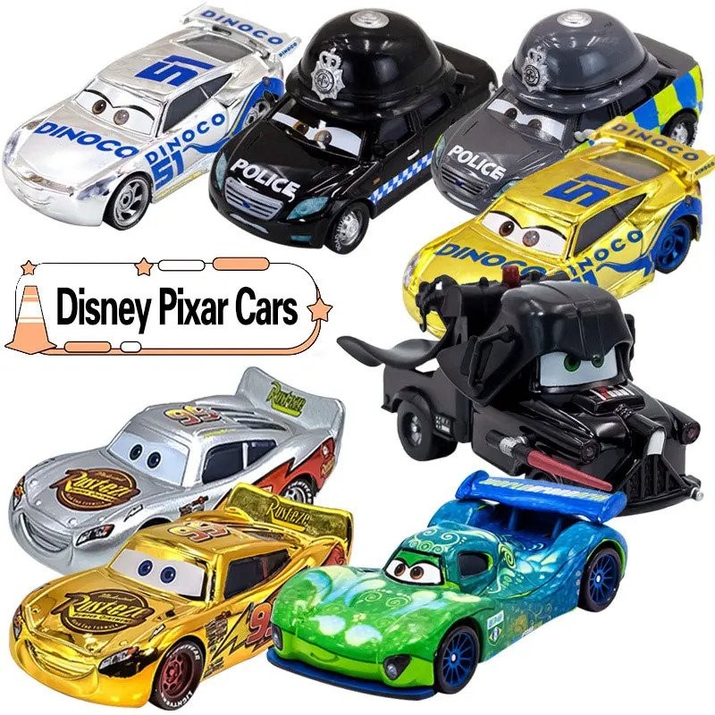 Disney Pixar Cars Lightning McQueen Emas Perak McQueen Cruz Hitam Mater Carla Vso mobil mainan die c