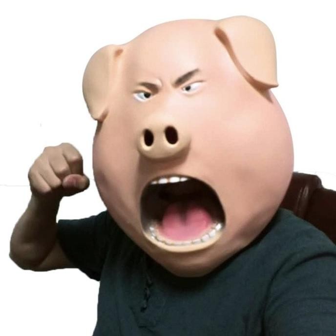 Topeng babi marah lucu pig piggy mask fullhead latex high quality