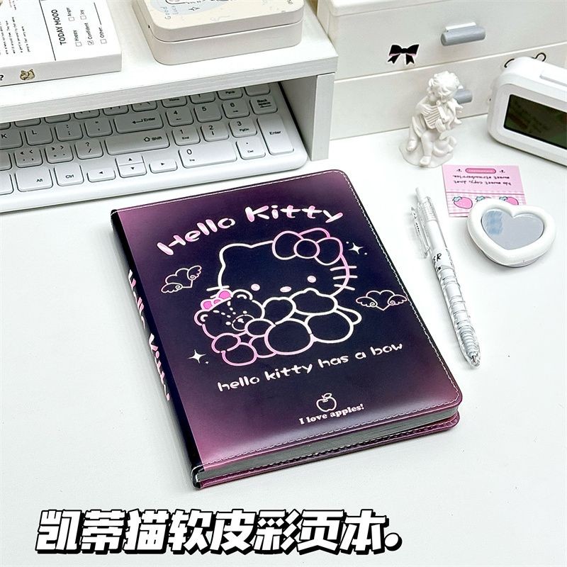 

Kartun Pelajar Lucu Hello Kitty a5Halaman Mewarnai PU Buku Catatan Kulit Tahan Air