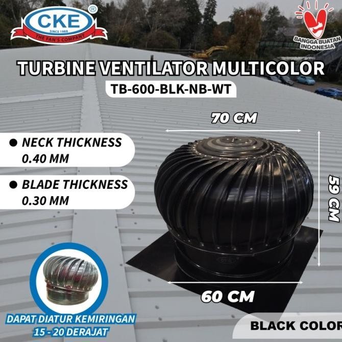 Turbin Ventilator Multicolor 24 Inch Black Color Tb-600-Blk-Nb-Wt Ventilasi Atap Rumah Gedung Pabrik