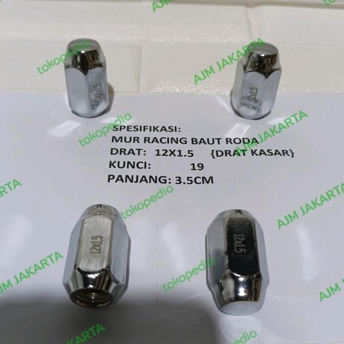 MUR RACING BAUT RODA MOBIL KUNCI 19 12X1.5 HARGA 1PCS QUALITY TOP
