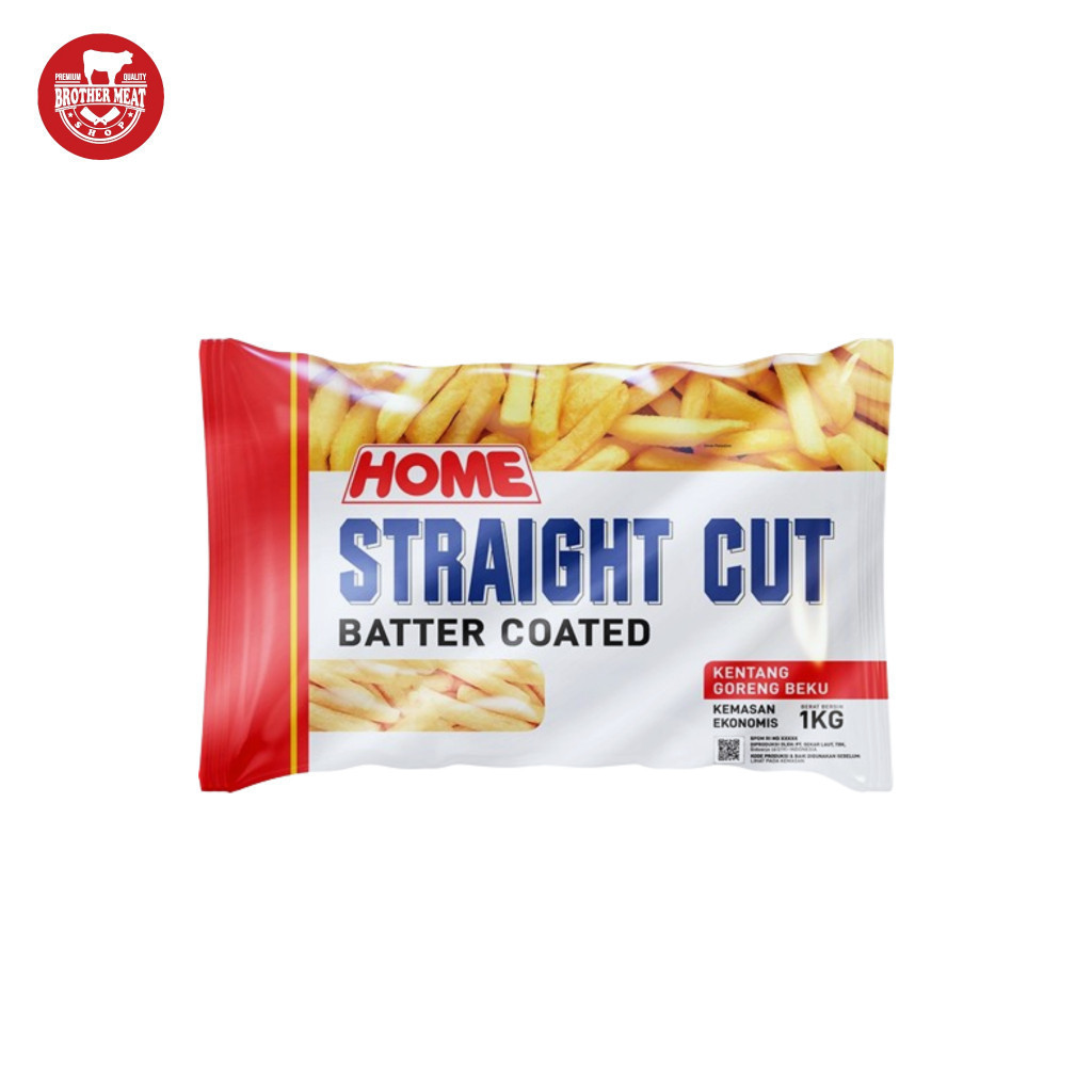 HOME French Fries Straight Cut Batter Coated 1kg, Kentang Goreng Frozen