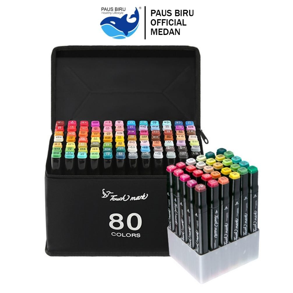 

ORIGINAL Paus Biru - Medan Aimilo Spidol Warna Warni 1 Set Sketch Marker 2 Tip Touch Marker 48/60/80 Warna fg-7
