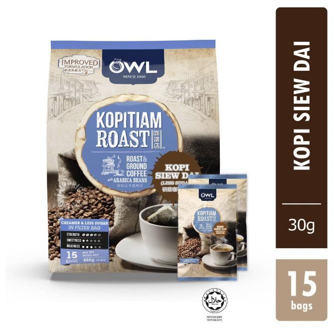 

OWL KOPITIAM ROAST & GROUND COFFEE KOPI SIEW DAI LESS SUGAR 15 X 30 GR