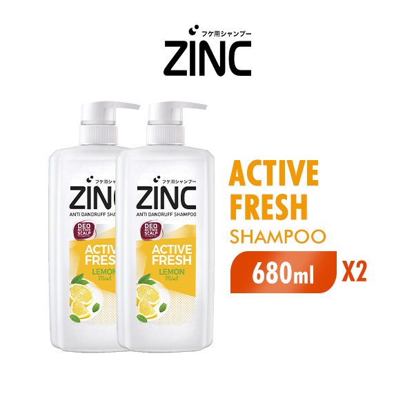 Zinc Shampoo Active Fresh Botol 680 ml x2