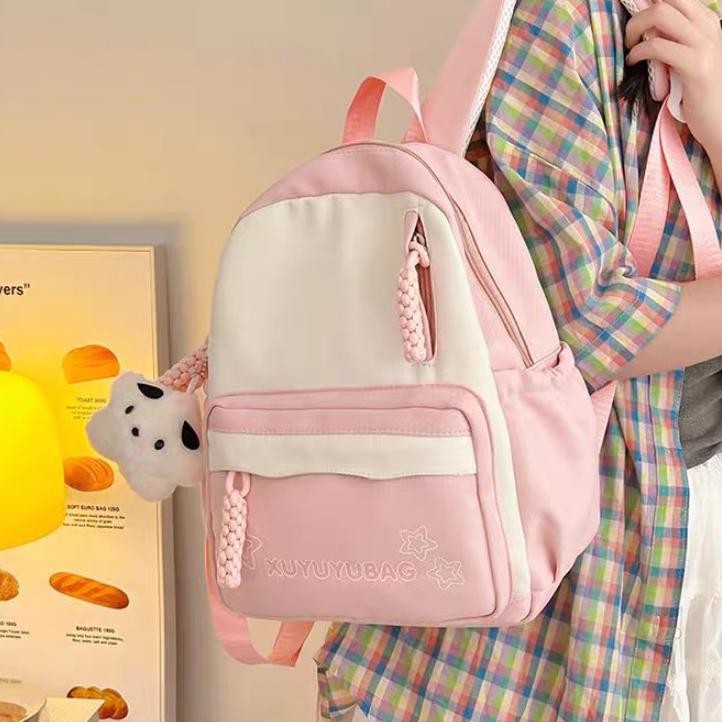 CR - Tas Sekolah Pink/Tas Sekolah Anak Perempuan Smp/Tas Sekolah Perempuan/Tas Ransel Tas Wanita Fas