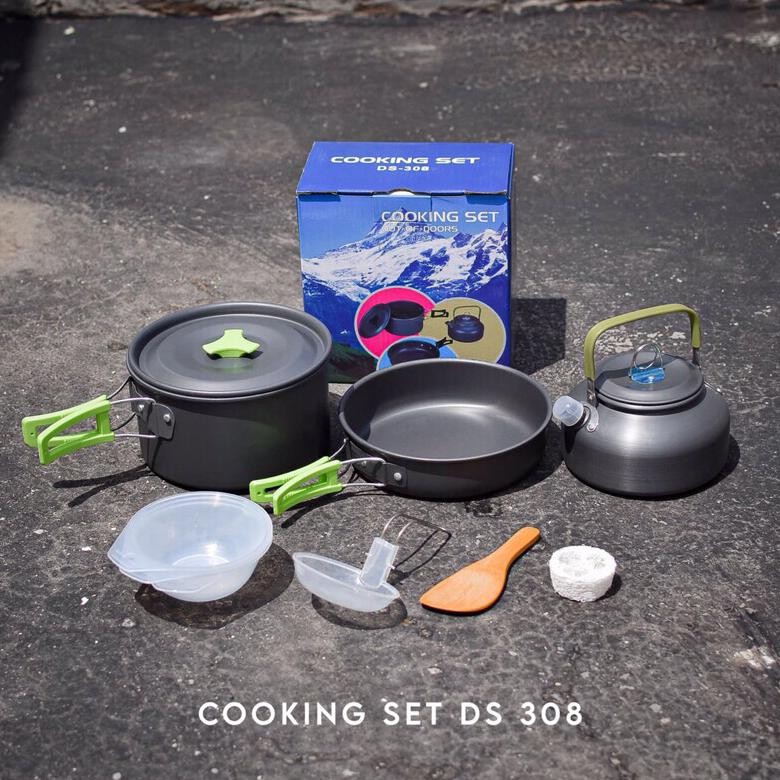 BNH Alat Masak Camping LWY DS 308 Cooking Set 3-4 Porsi Makan Perlengkapan Masak Camping TERLARIS