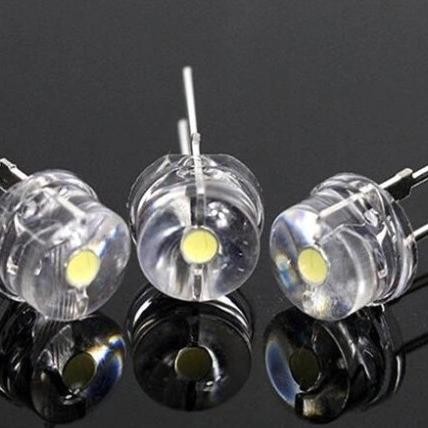 BEBAS ONGKIR - LED 8mm Straw Hat/ Pendek Putih - Merah / Kuning / Hijau