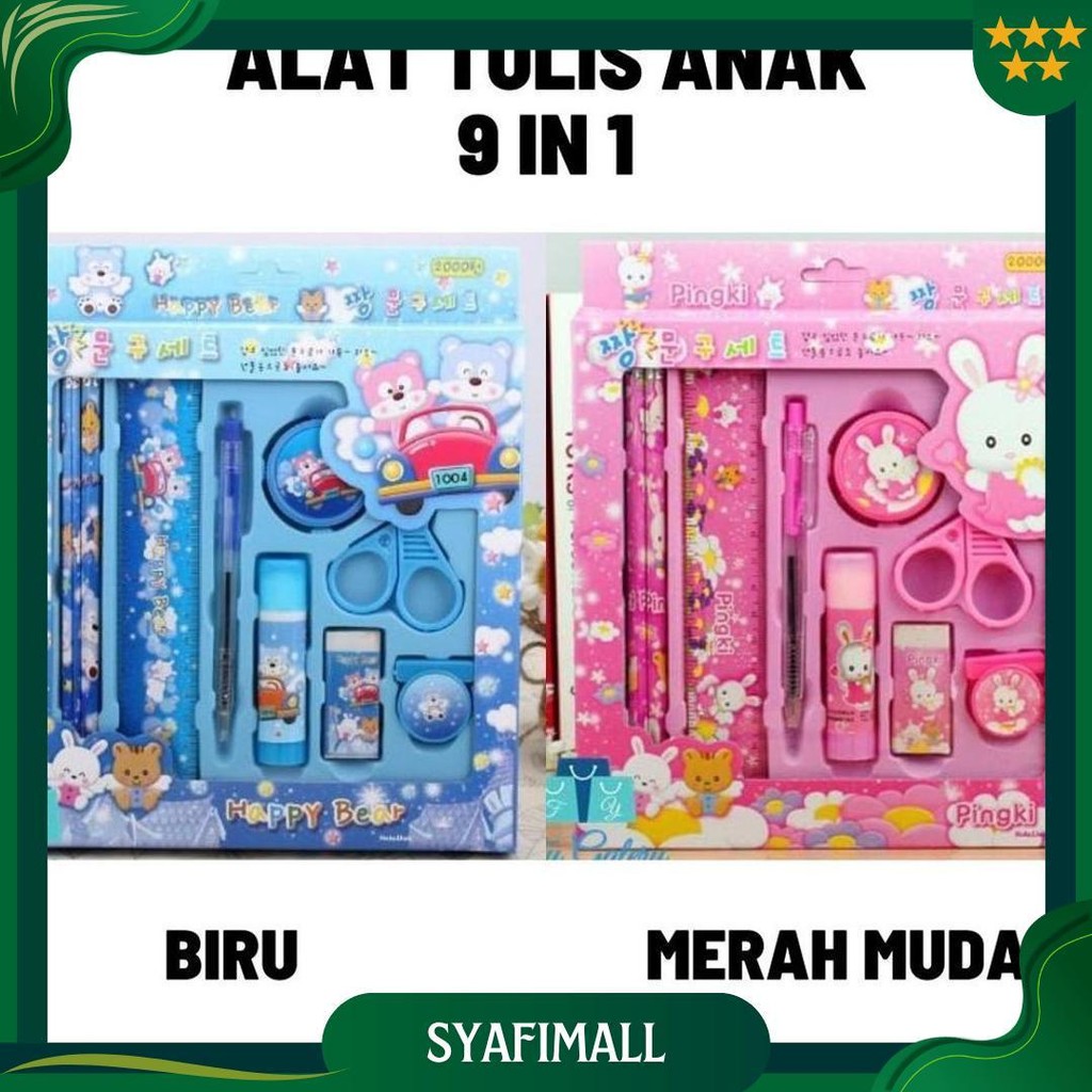 

2009 Pencil Set 9 In 1 Alat Tulis Sekolah Anak Lengkap Gratis Ongkir