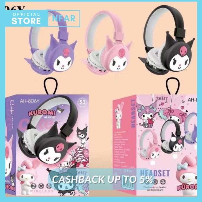 Headphone Karakter Bluetooth Kuro Wireless Disney Cartoon Headset