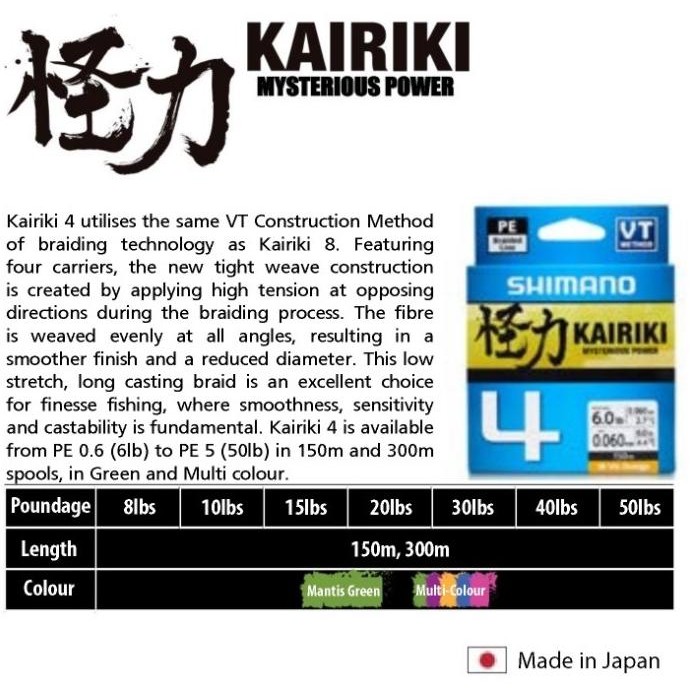 BEBAS ONGKIR - SENAR PE SHIMANO KAIRIKI X4