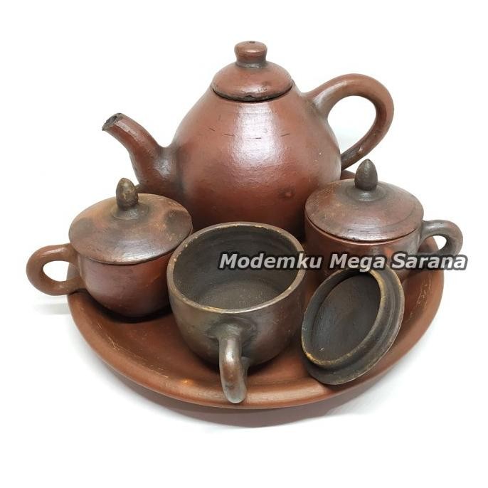 jk-54 Set Teko Cangkir Teh Poci Gerabah Tanah Liat Tradisional Berkualitas